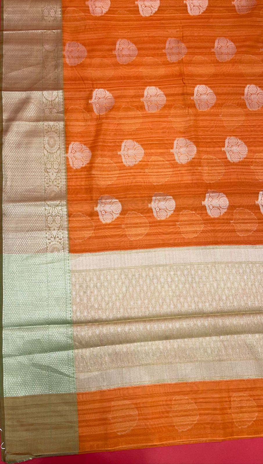 Orange Matka Silk Banarasi Sarees For Women GEMTKSLK_3