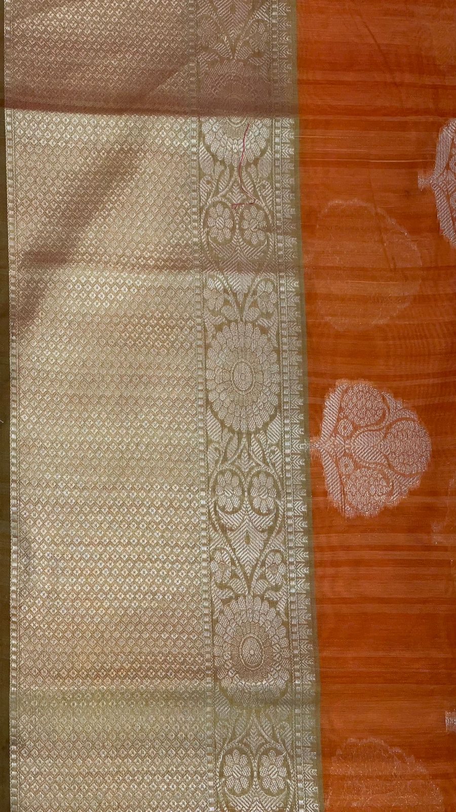 Orange Matka Silk Banarasi Sarees For Women GEMTKSLK_3
