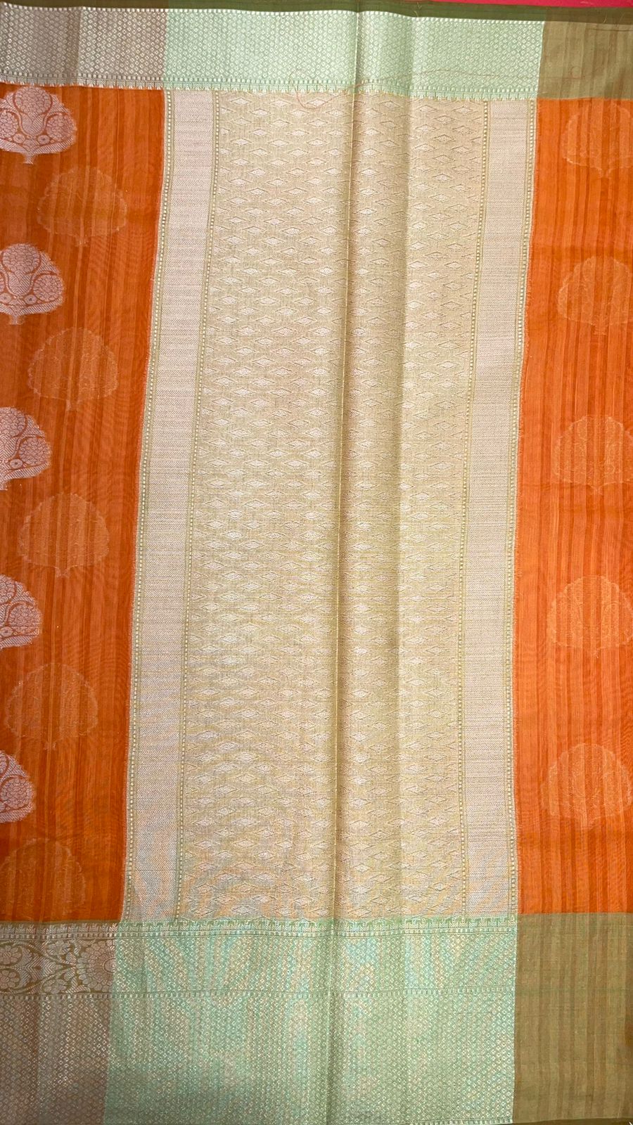 Orange Matka Silk Banarasi Sarees For Women GEMTKSLK_3