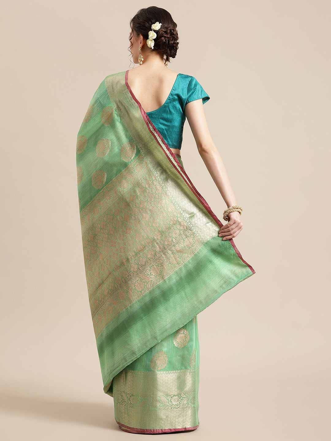 Green Matka Silk Banarasi Sarees For Women GEMTKSLK_204
