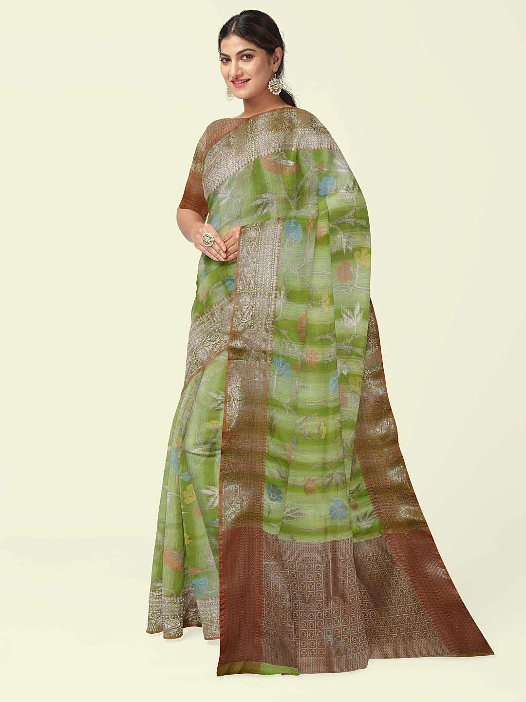 Green Matka Silk Banarasi Sarees For Women GEMTKSLK_98 G