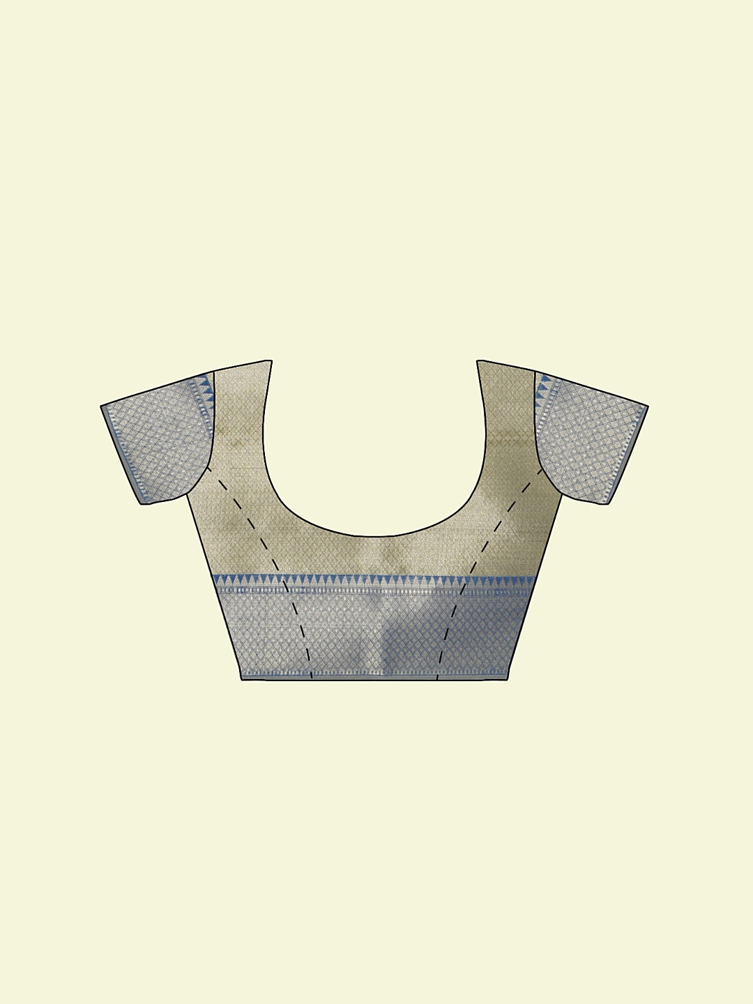 Faishana Presents Handwoven Grey Matka Silk Boota Skirt Border With Blue Blouse Banarasi Saree