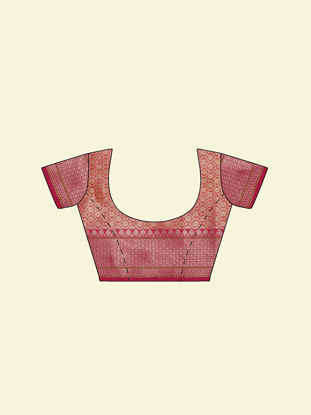 Faishana Presents Handwoven Gold Matka Silk Boota Skirt Border With Red Blouse Banarasi Saree