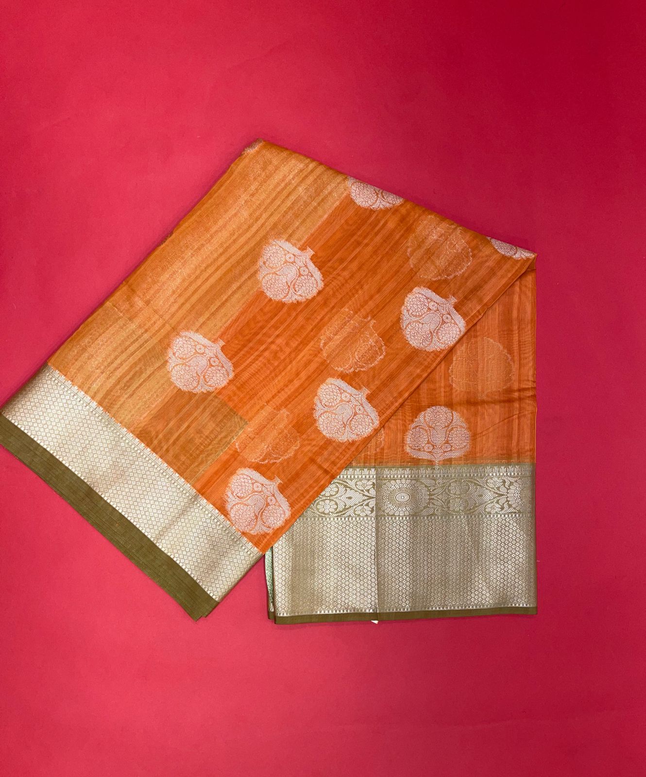 Orange Matka Silk Banarasi Sarees For Women GEMTKSLK_3