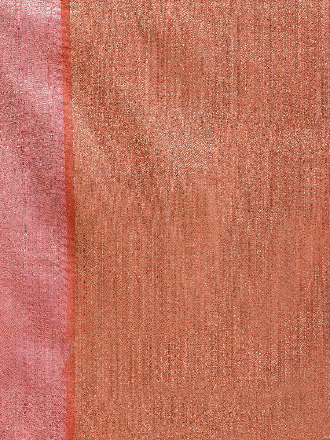 Faishana Presents Handwoven Green Matka Silk Boota Zari Border With Peach Blouse Banarasi Saree