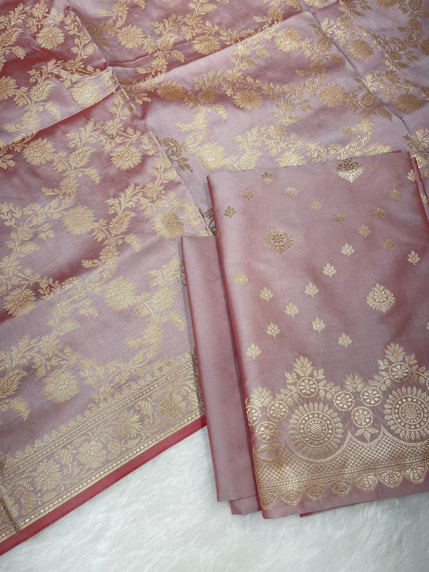 Mauve Semi Katan Silk Handloom Banarasi 3 pcs Suit Set MUB_SK85