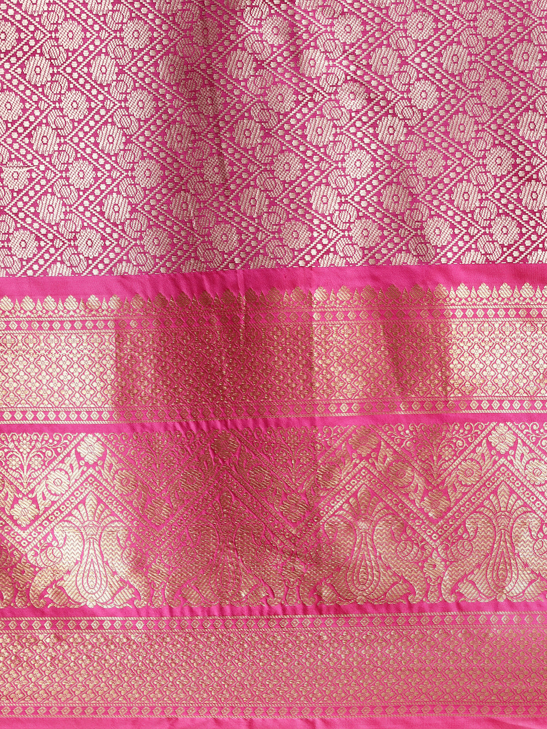 Faishana Presents Royal Blue & Magenta Ikkat Patola Art Silk Skirt Pattu Border With Magenta Blouse Banarasi Saree