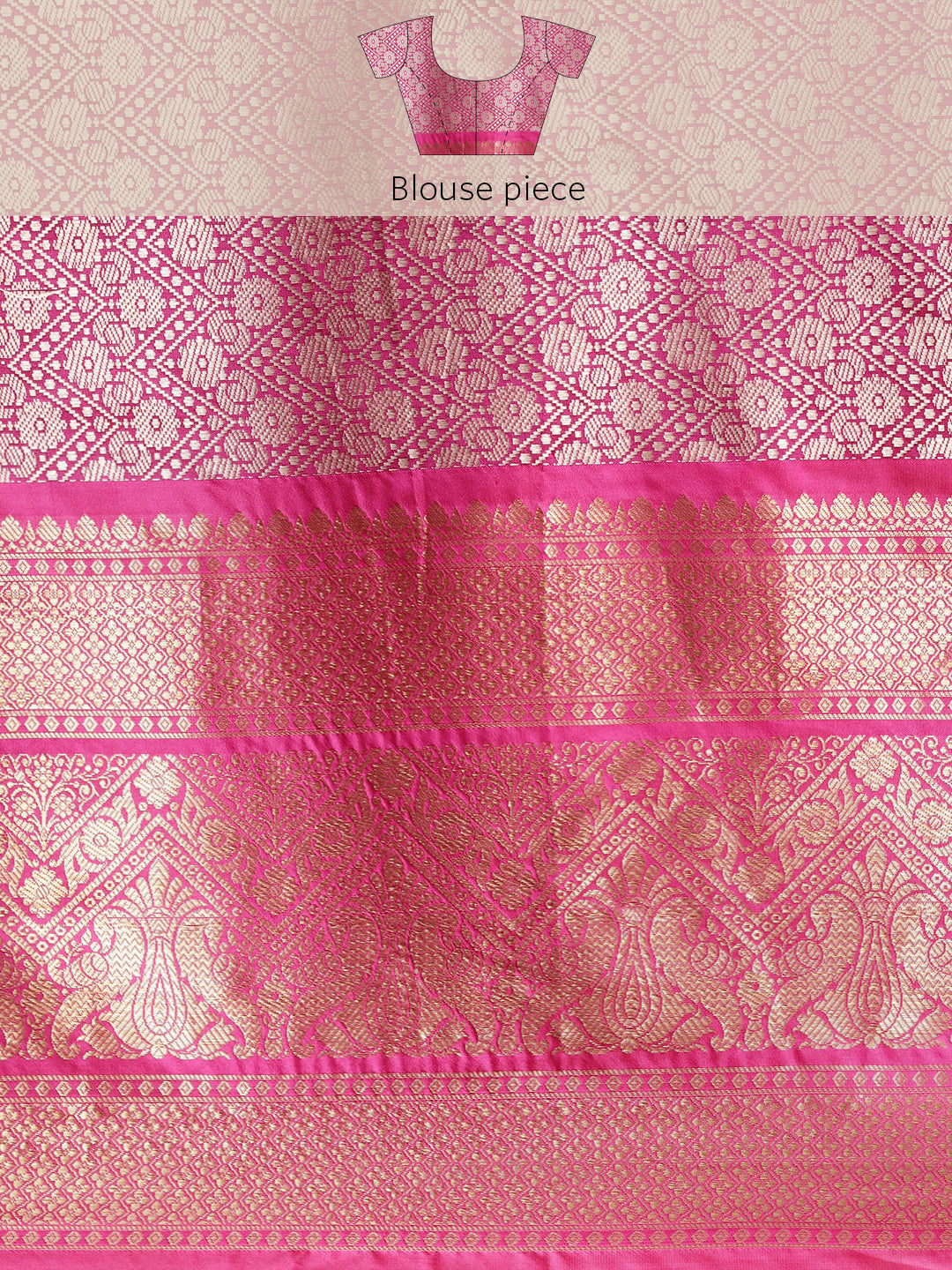Faishana Presents Royal Blue & Magenta Ikkat Patola Art Silk Skirt Pattu Border With Magenta Blouse Banarasi Saree