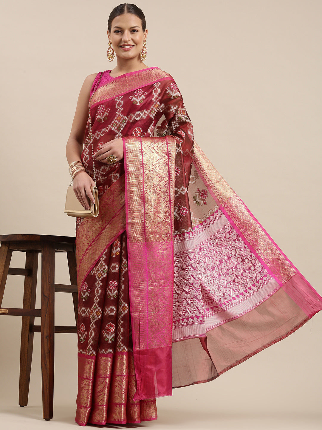 Maroon Art Silk Banarasi Sarees For Women GEASF_17