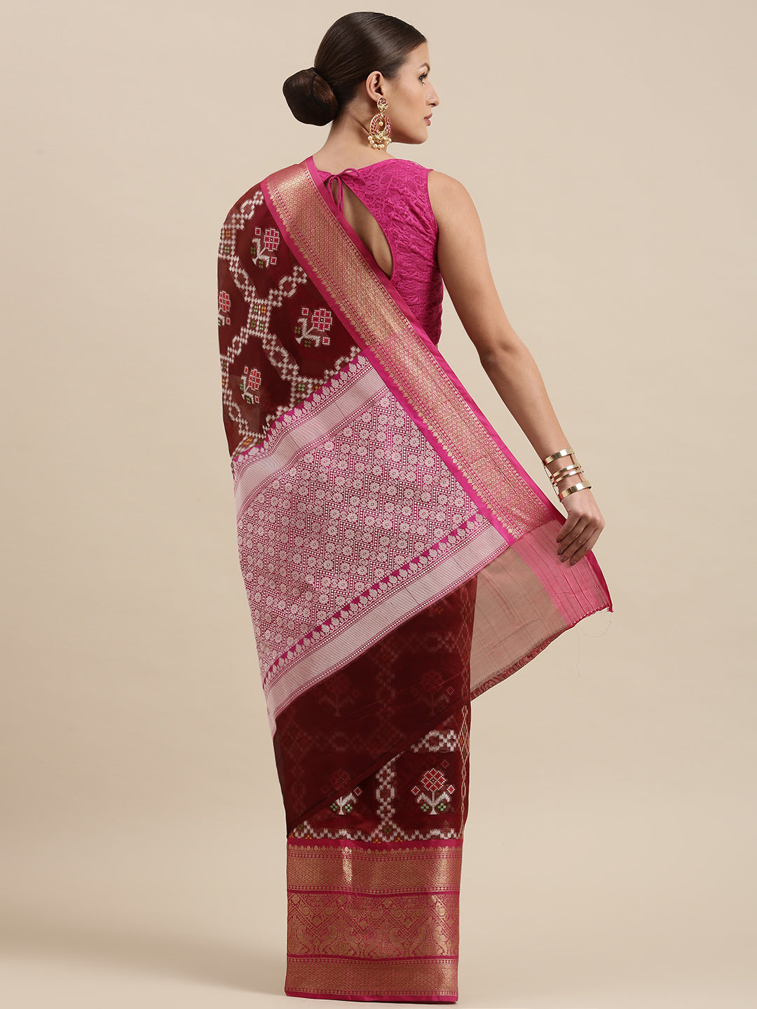 Maroon Art Silk Banarasi Sarees For Women GEASF_17