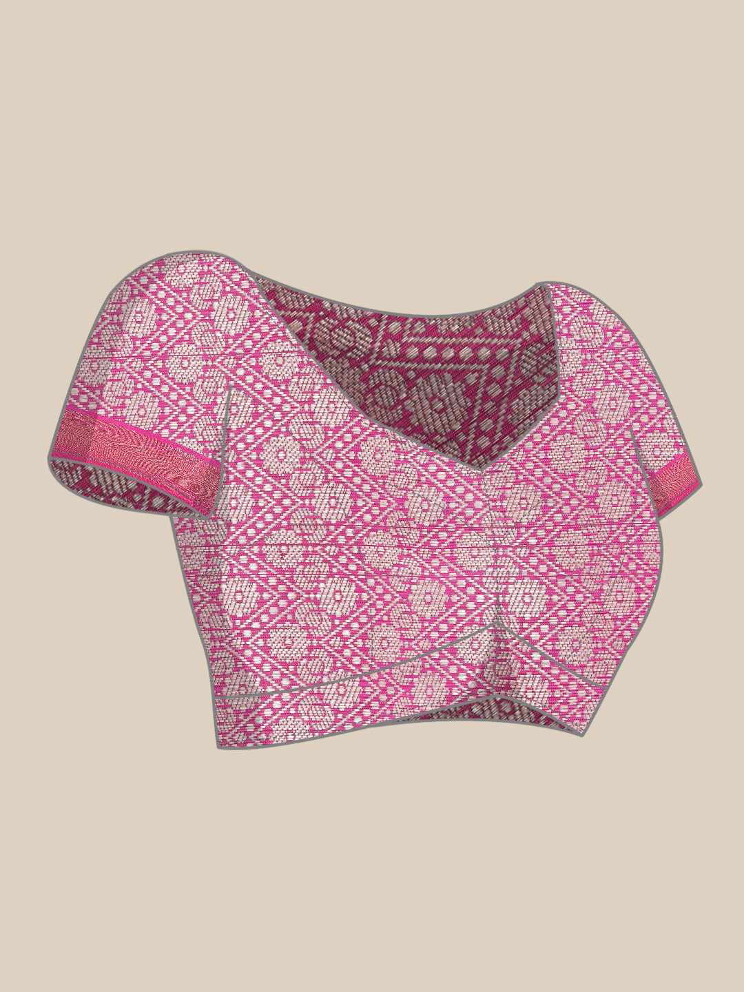 Faishana Presents Maroon & Pink Ikkat Patola Art Silk Skirt Pattu Border With Pink Blouse Banarasi Saree
