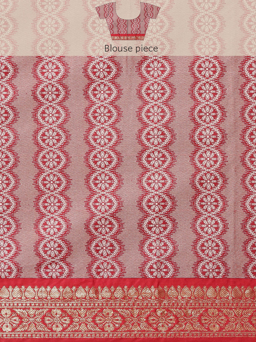 Faishana Presents Maroon & Red Ikkat Patola Art Silk Skirt Pattu Border With Red Blouse Banarasi Saree