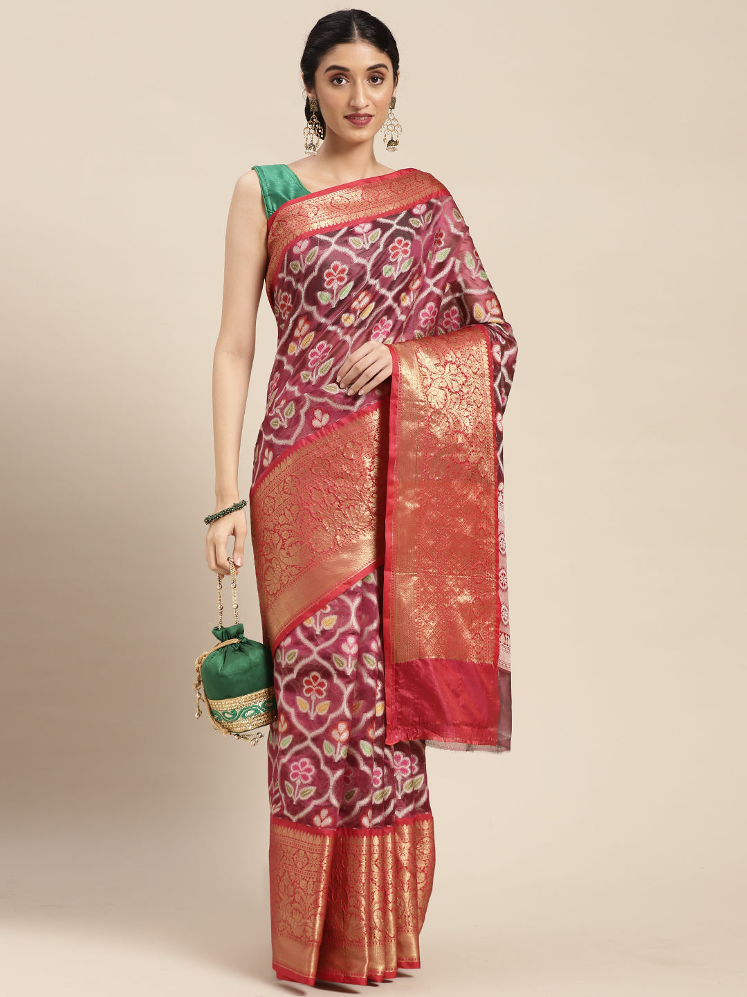 Magenta Art Silk Banarasi Sarees For Women GEASF_21