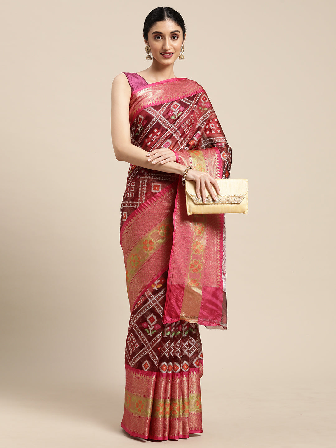 Maroon Art Silk Banarasi Sarees For Women GEASF_23