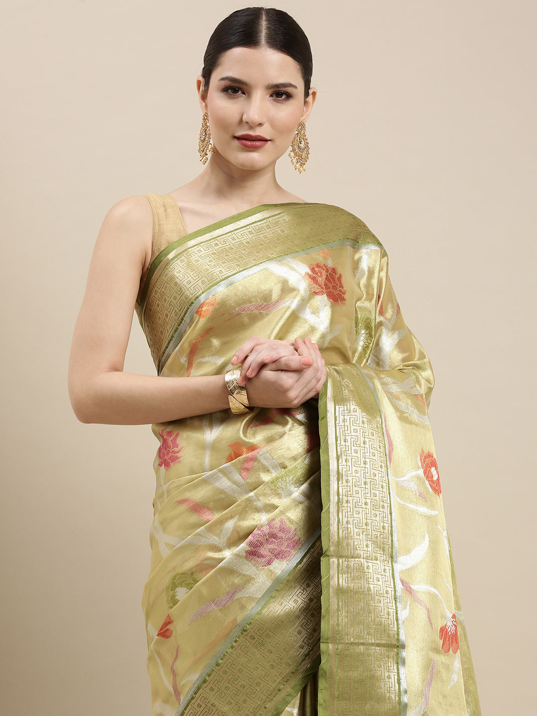 Gold Tissue Banarasi Sarees For Women GEASF_50