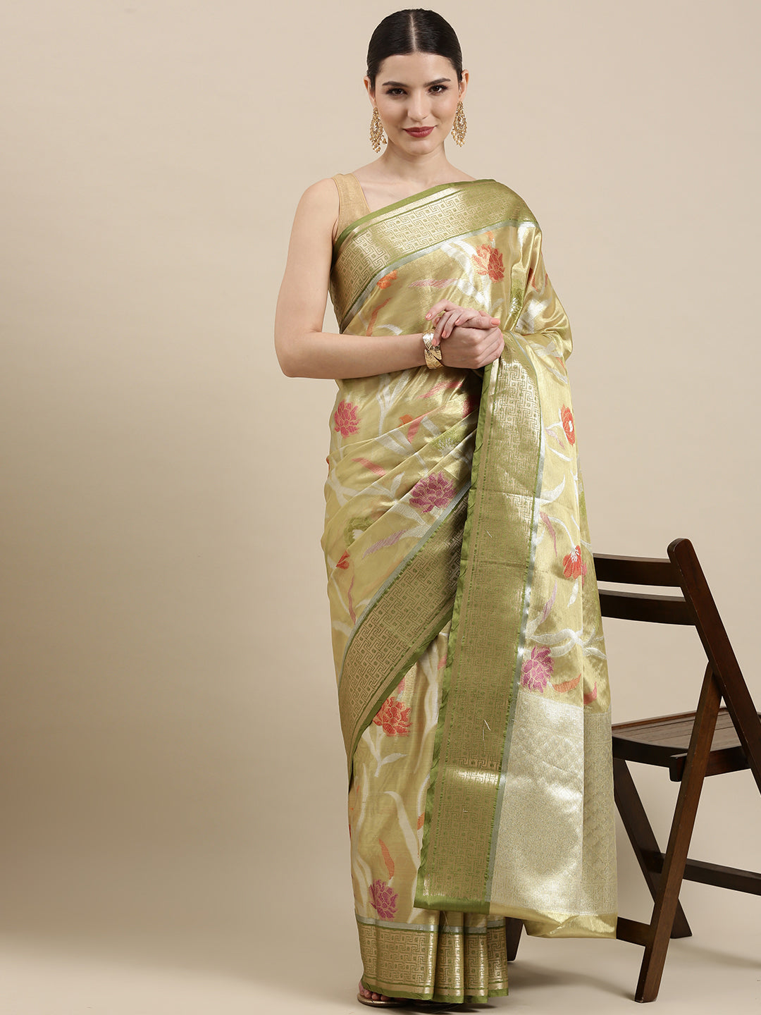 Gold Tissue Banarasi Sarees For Women GEASF_50
