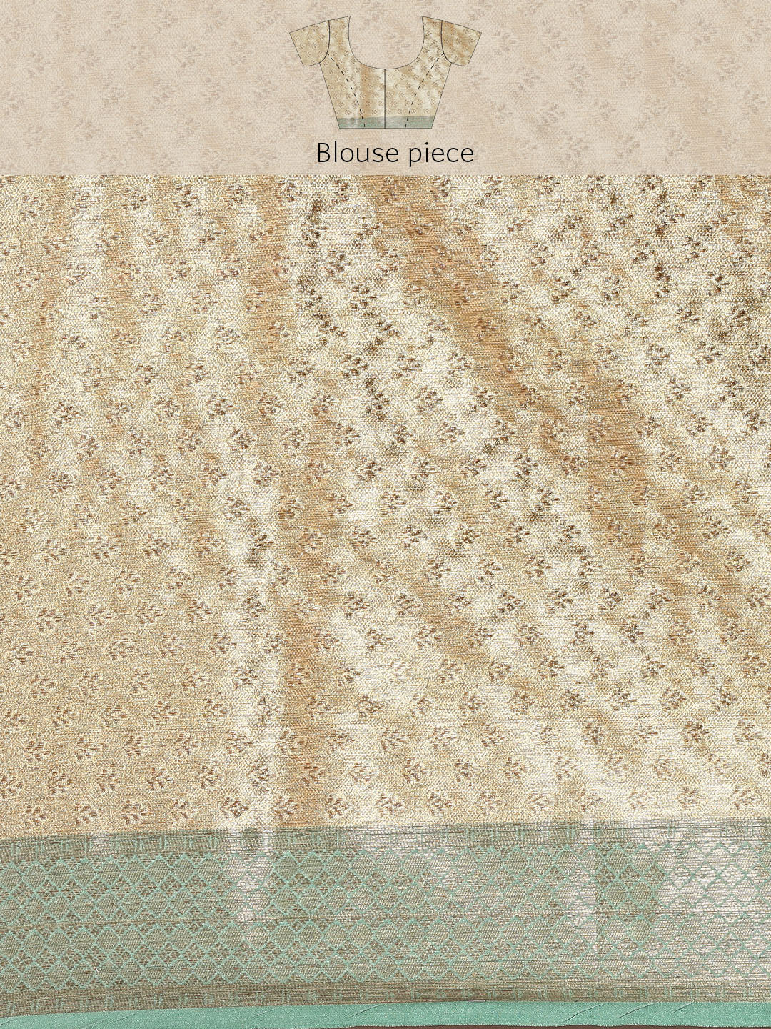 Faishana Presents Antique Gold & Seagreen Tissue Meena Jaal Border With Gold Blouse Banarasi Saree