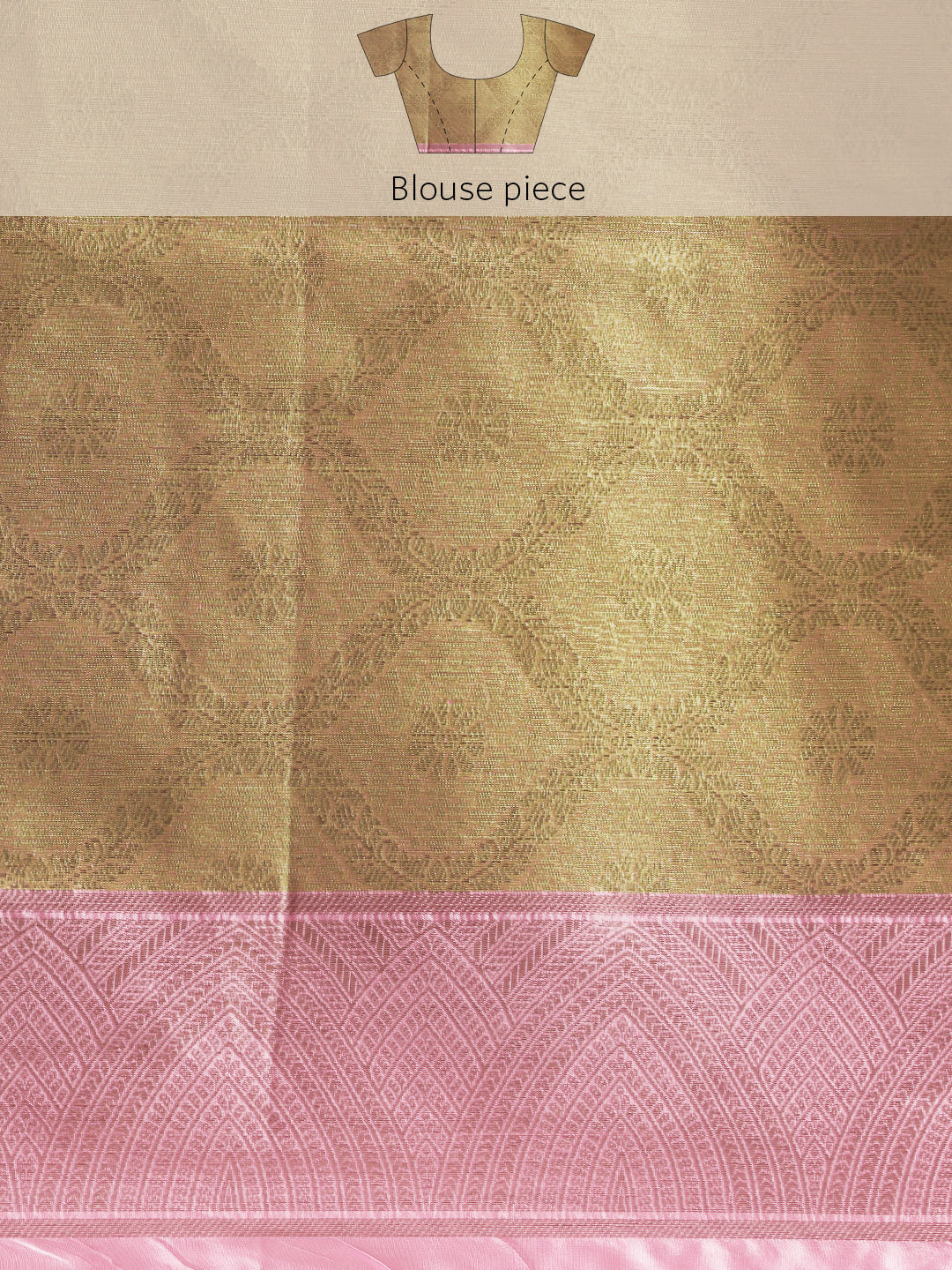 Faishana Presents Antique Gold & Pink Tilfi Jamdani Jaal Border With Gold Blouse Banarasi Saree