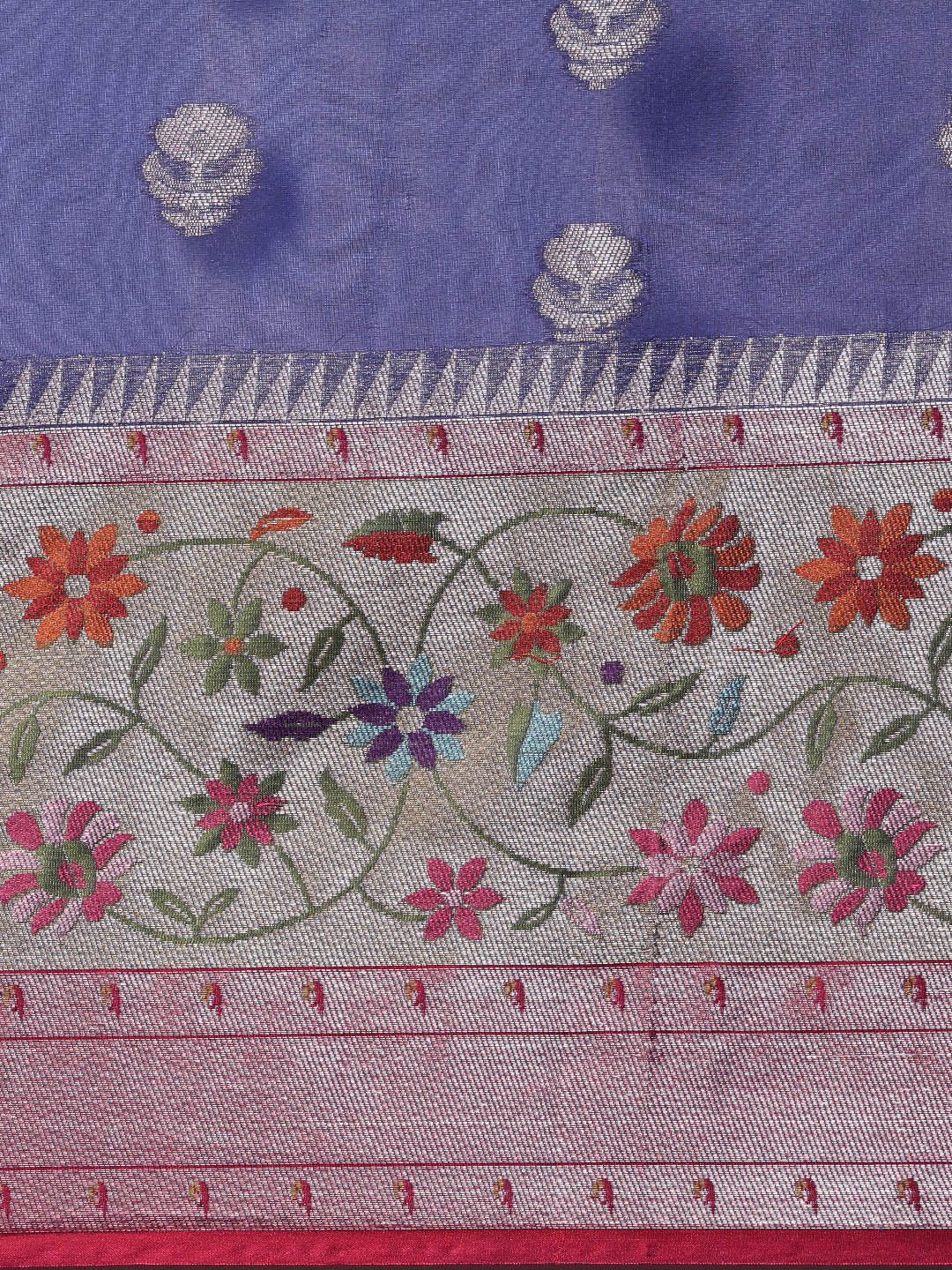 Faishana Presents Navy Blue & Magenta Paithani Border With Booti Art Silk Skirt Paithani Banarasi Border With Magenta Blouse Banarasi Saree