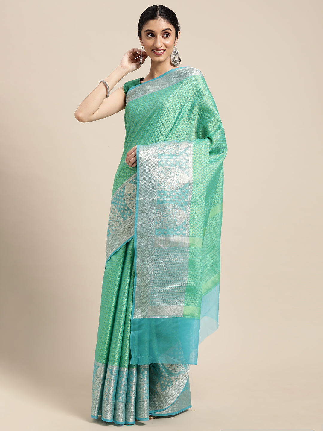 Green Tanchoi Banarasi Sarees For Women GEBC14