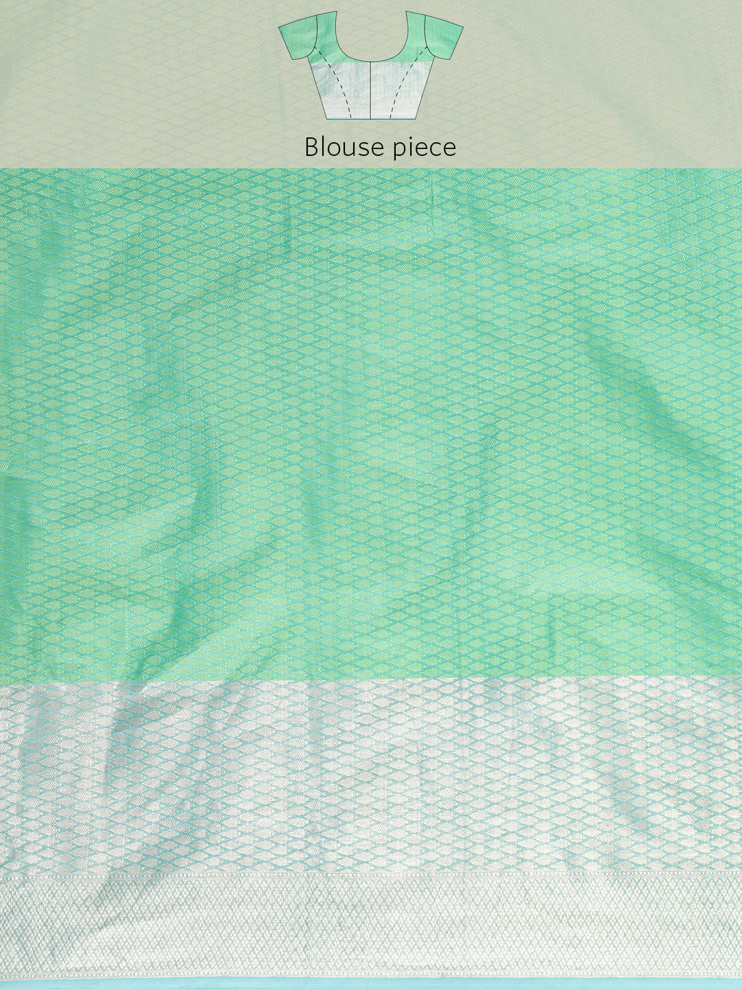 Faishana Green Resham Brocade Saree With Contrast Turquoise Blue Zari Pattu Border