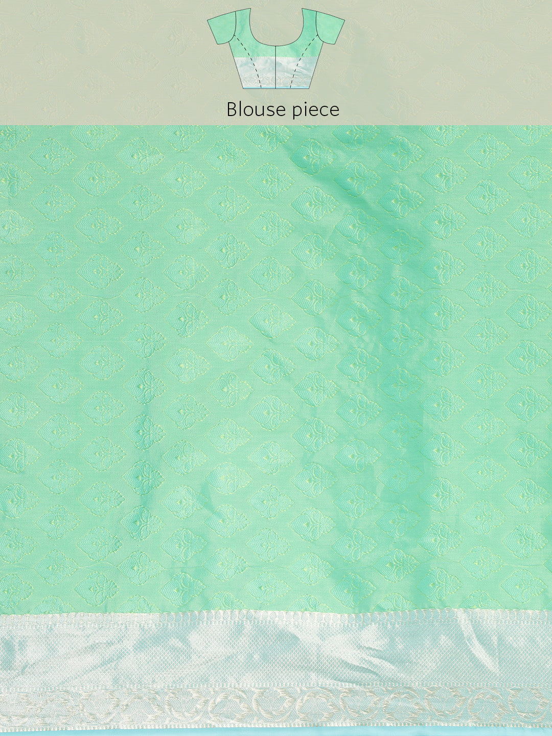 Faishana Green Resham Brocade Saree With Contrast Turquoise Blue Zari Pattu Border