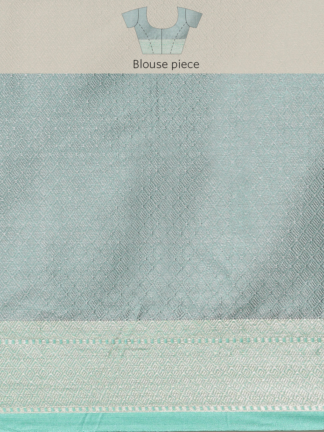 Faishana Grey Resham Brocade Saree With Contrast Seagreen Zari Pattu Border