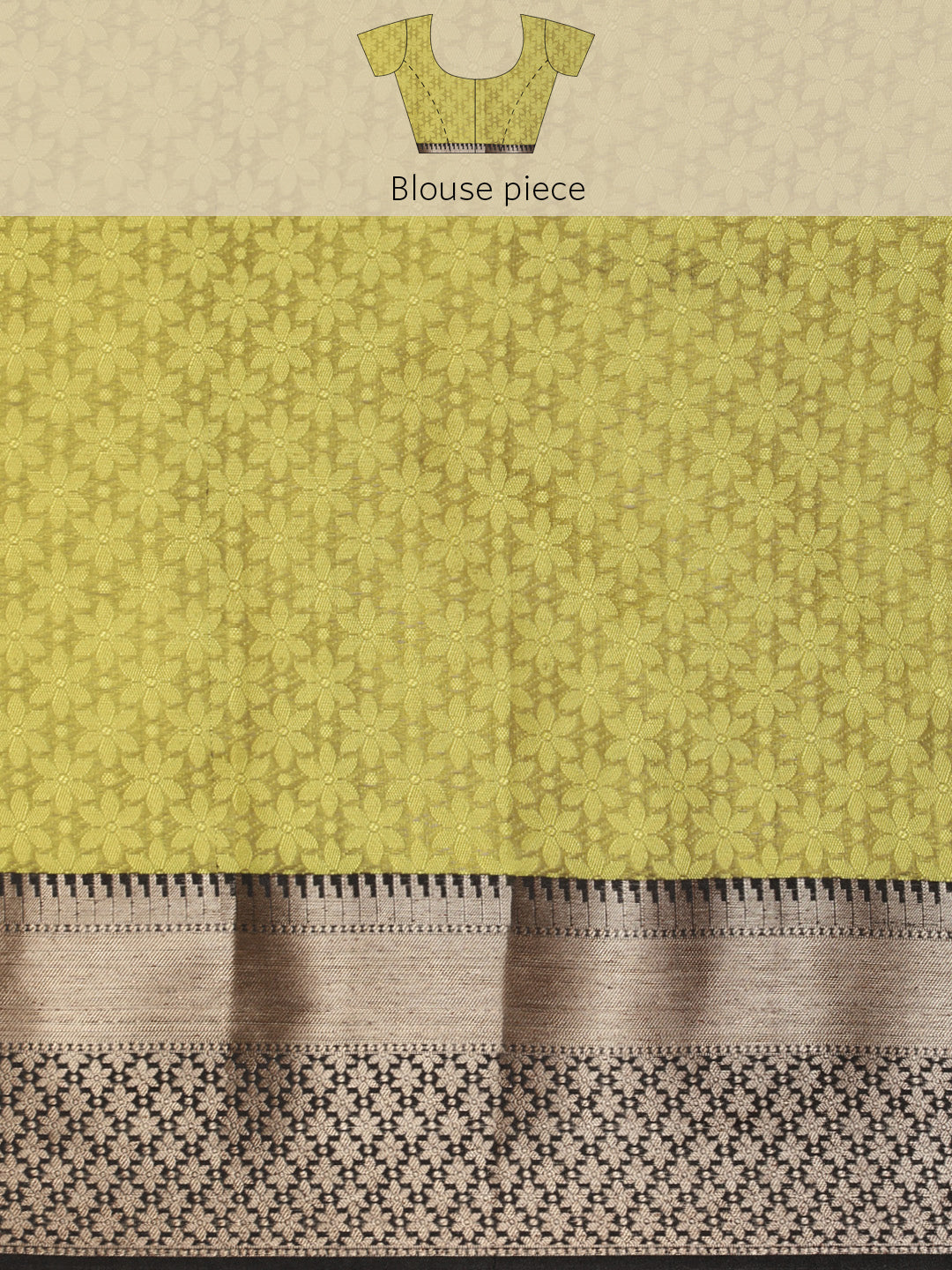 Faishana Gold Resham Brocade Saree With Contrast Black Zari Pattu Border