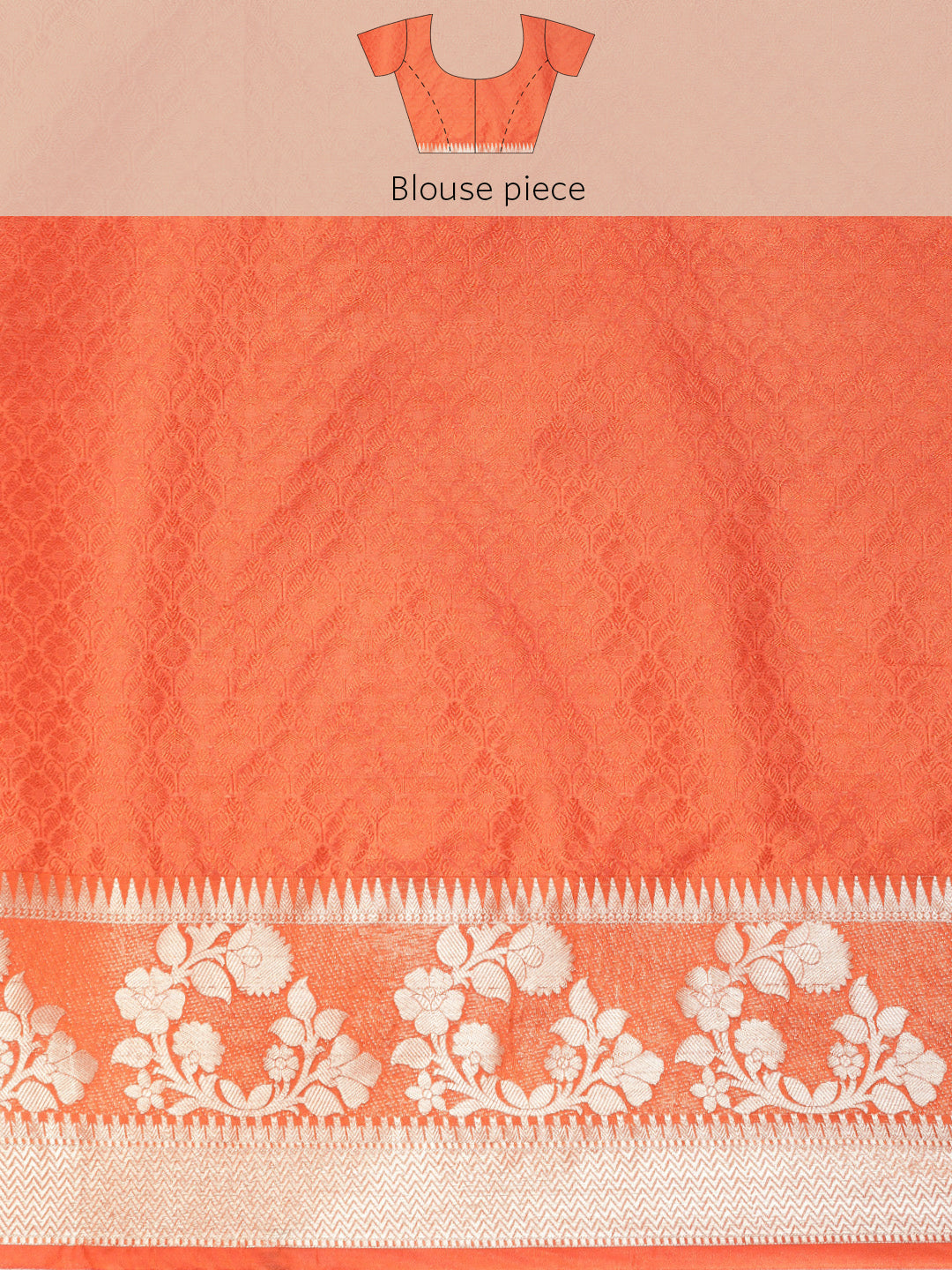 Faishana Orange Resham Brocade Saree With Contrast Zari Pattu Border