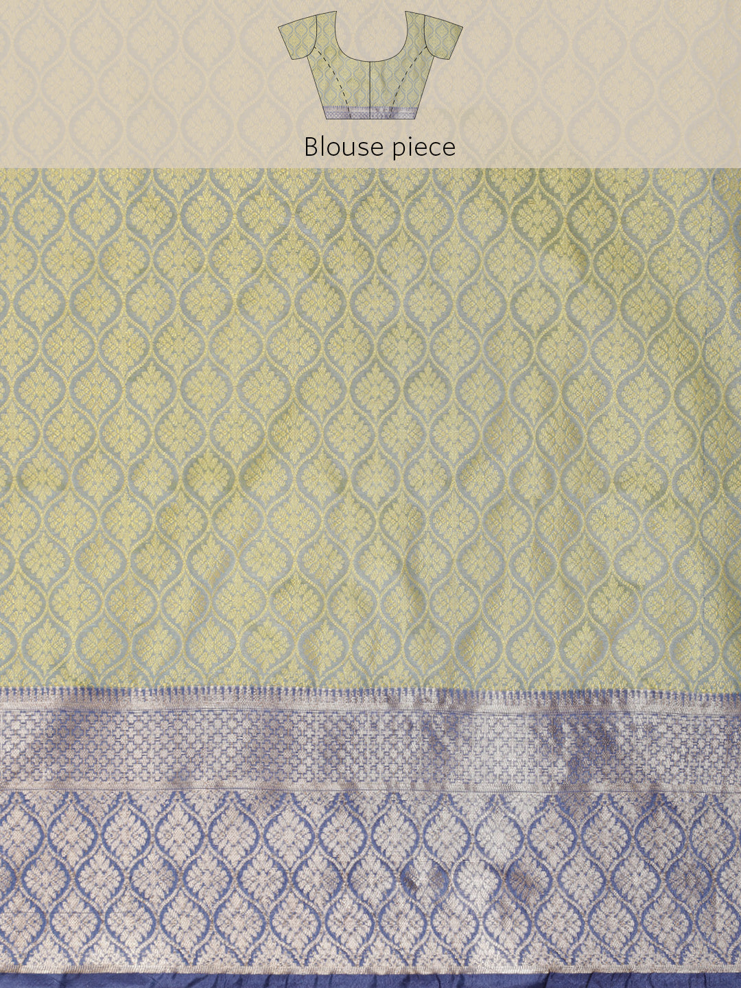 Faishana Green Resham Brocade Saree With Contrast Blue Zari Pattu Border