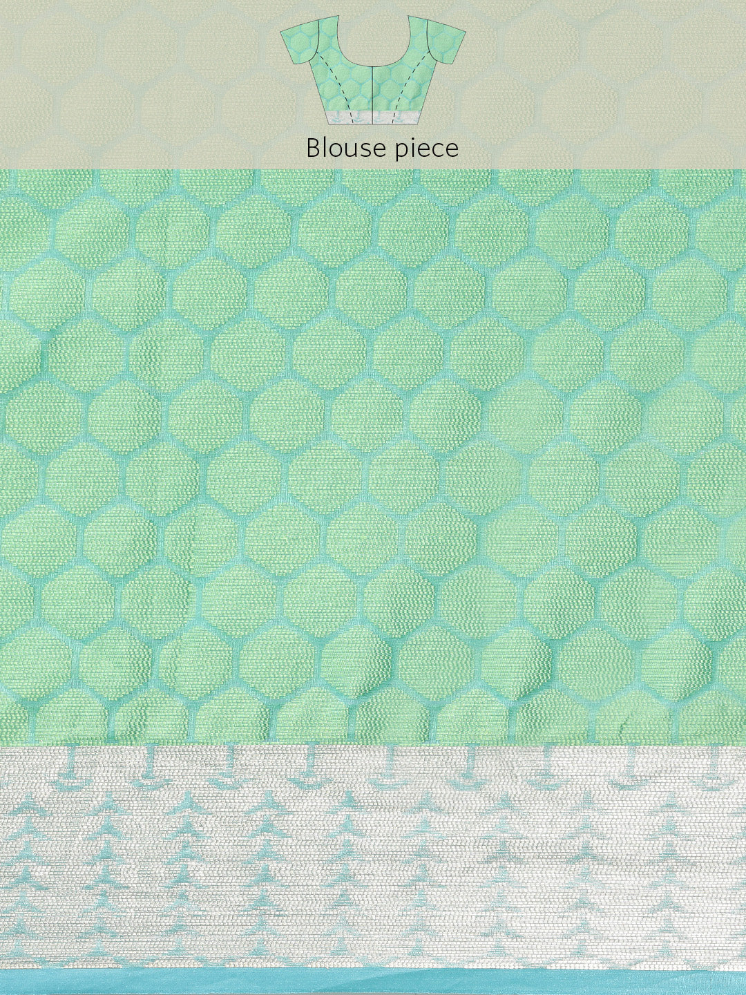 Faishana Green Resham Brocade Saree With Contrast Turquoise Blue Zari Pattu Border