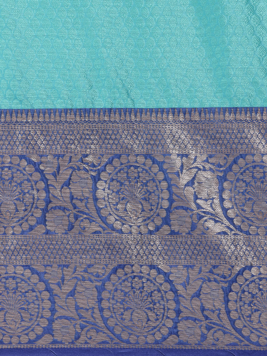 Turquoise Blue Tanchoi Banarasi Sarees For Women GEBC9