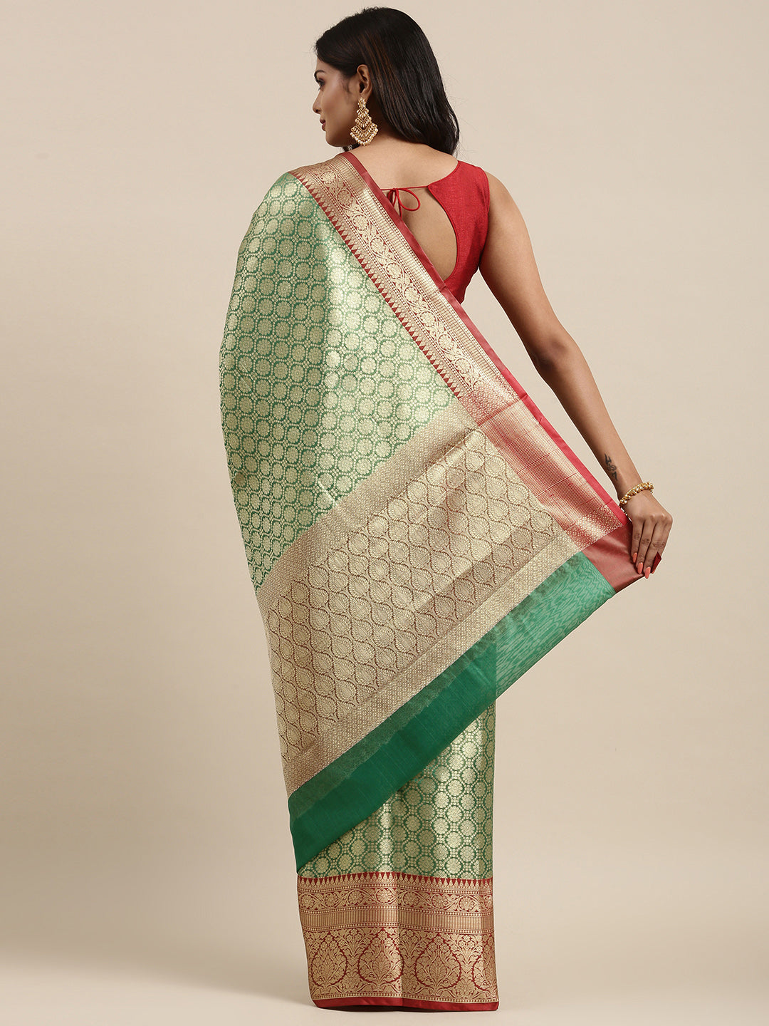 Green Kanchi Silk Banarasi Sarees For Women GEBE26