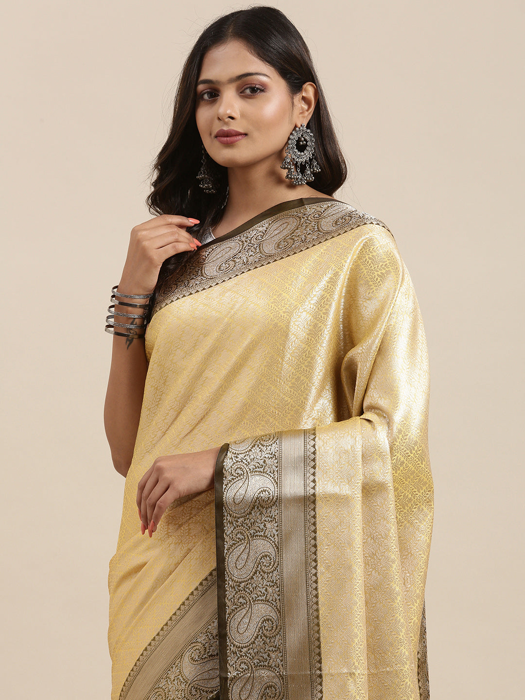 Yellow Kanchi Silk Banarasi Sarees For Women GEBE8
