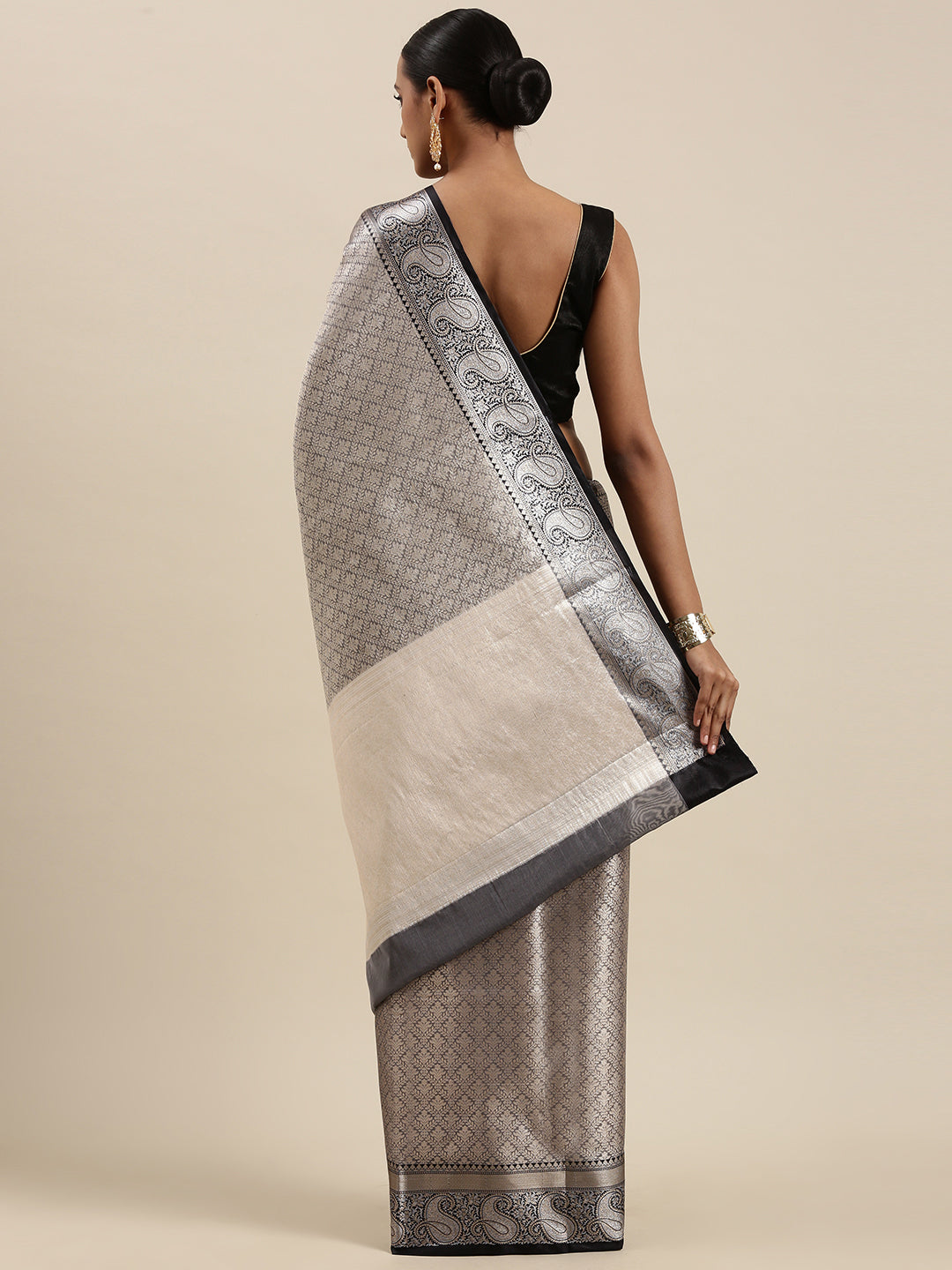 Silver Kanchi Silk Banarasi Sarees For Women GEBE9