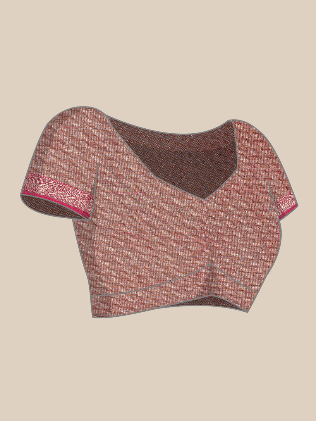 Faishana Presents Beige Baswada Tissue Floral Boota With Pink Banarasi Zari Border Contrast Pink Pallu And Pink Blouse