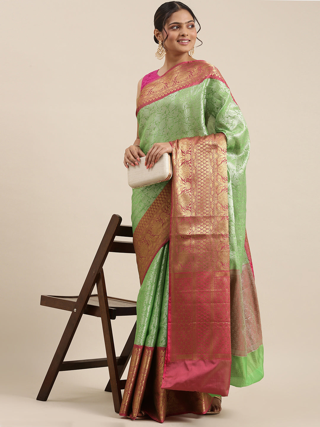 Green Kanchi Silk Banarasi Sarees For Women GEBW9