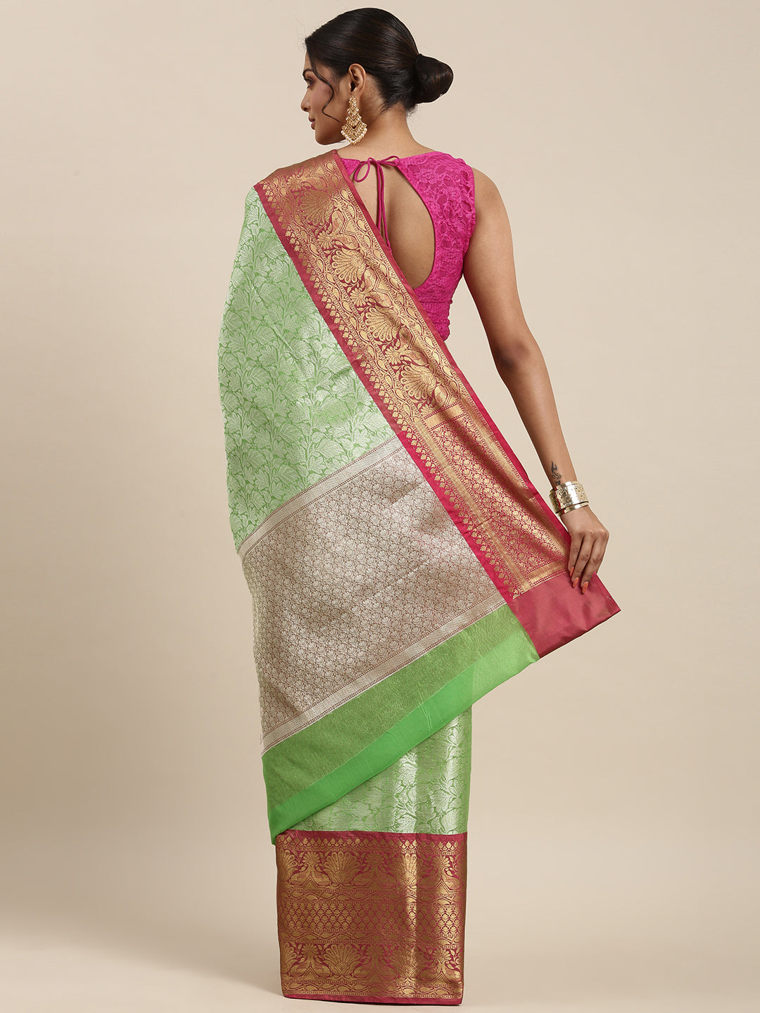 Green Kanchi Silk Banarasi Sarees For Women GEBW9