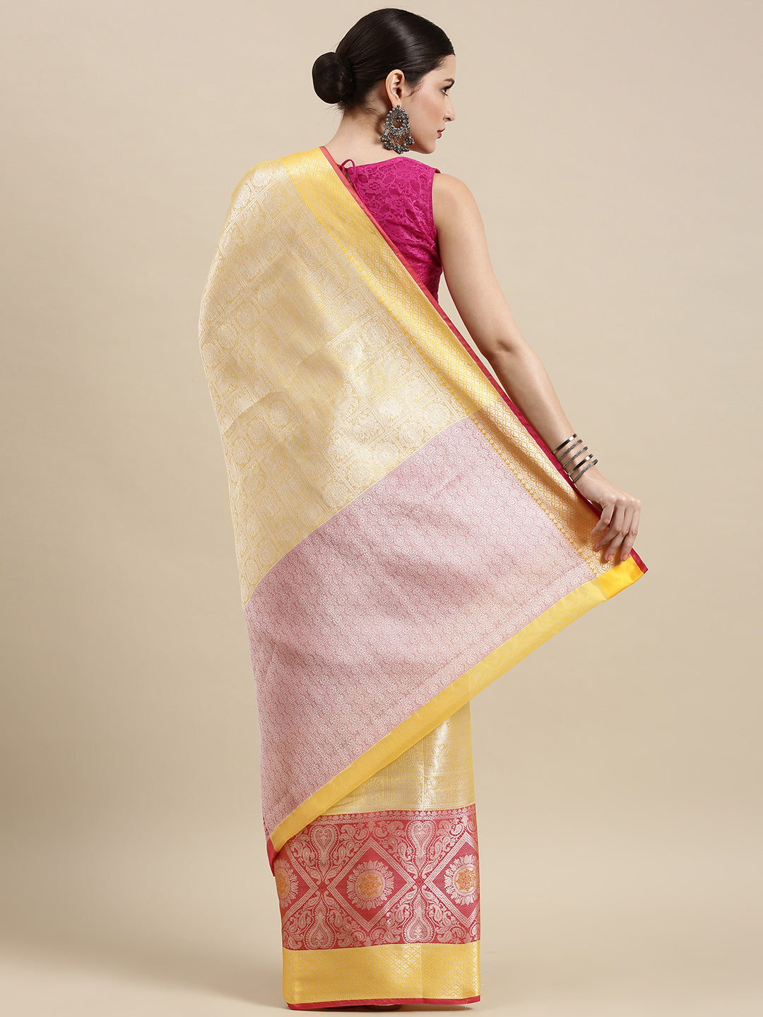 Gold Kanjeevaram Banarasi Sarees For Women GEMA10