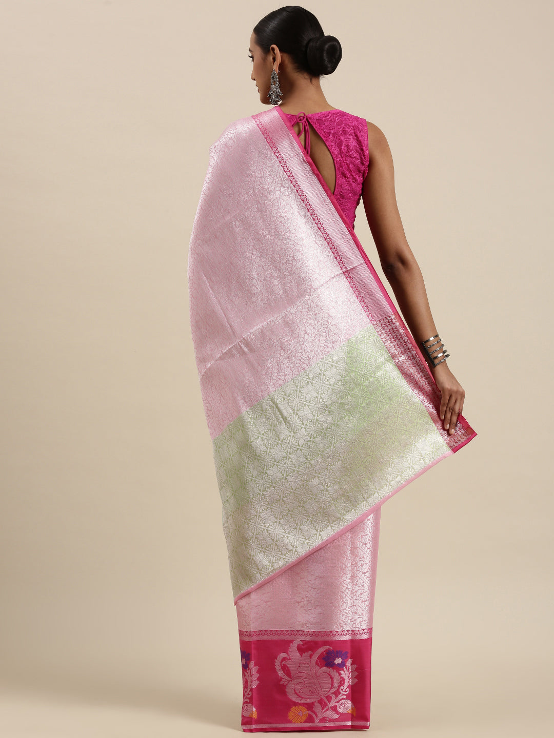 Pink Kanjeevaram Banarasi Sarees For Women GEMA21