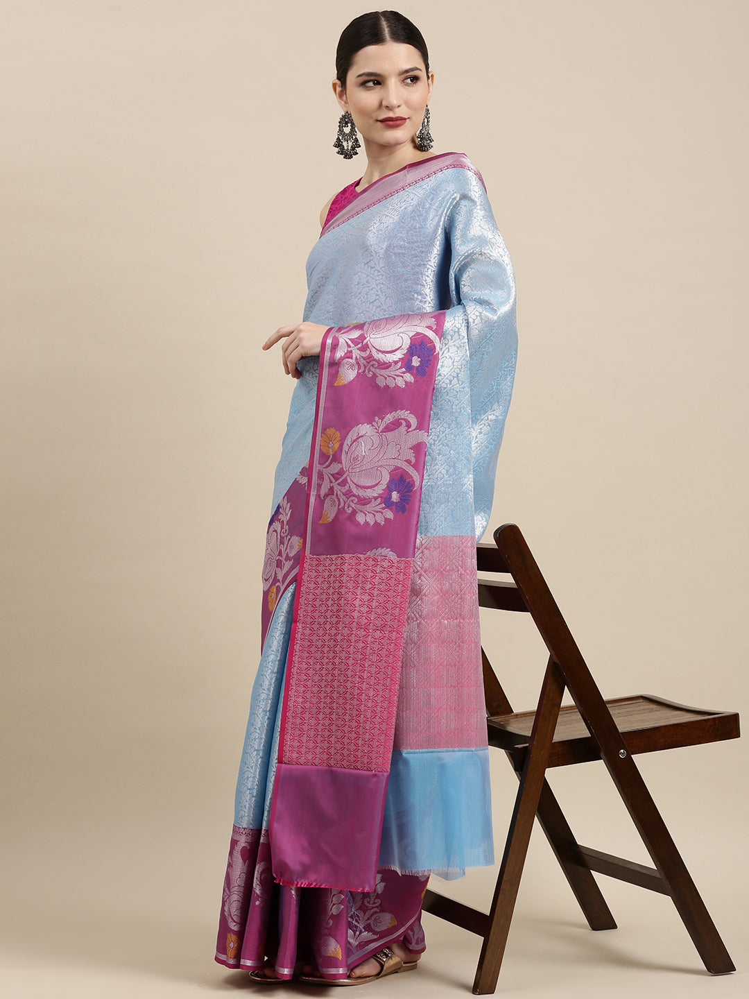 Blue Kanjeevaram Banarasi Sarees For Women GEMA22
