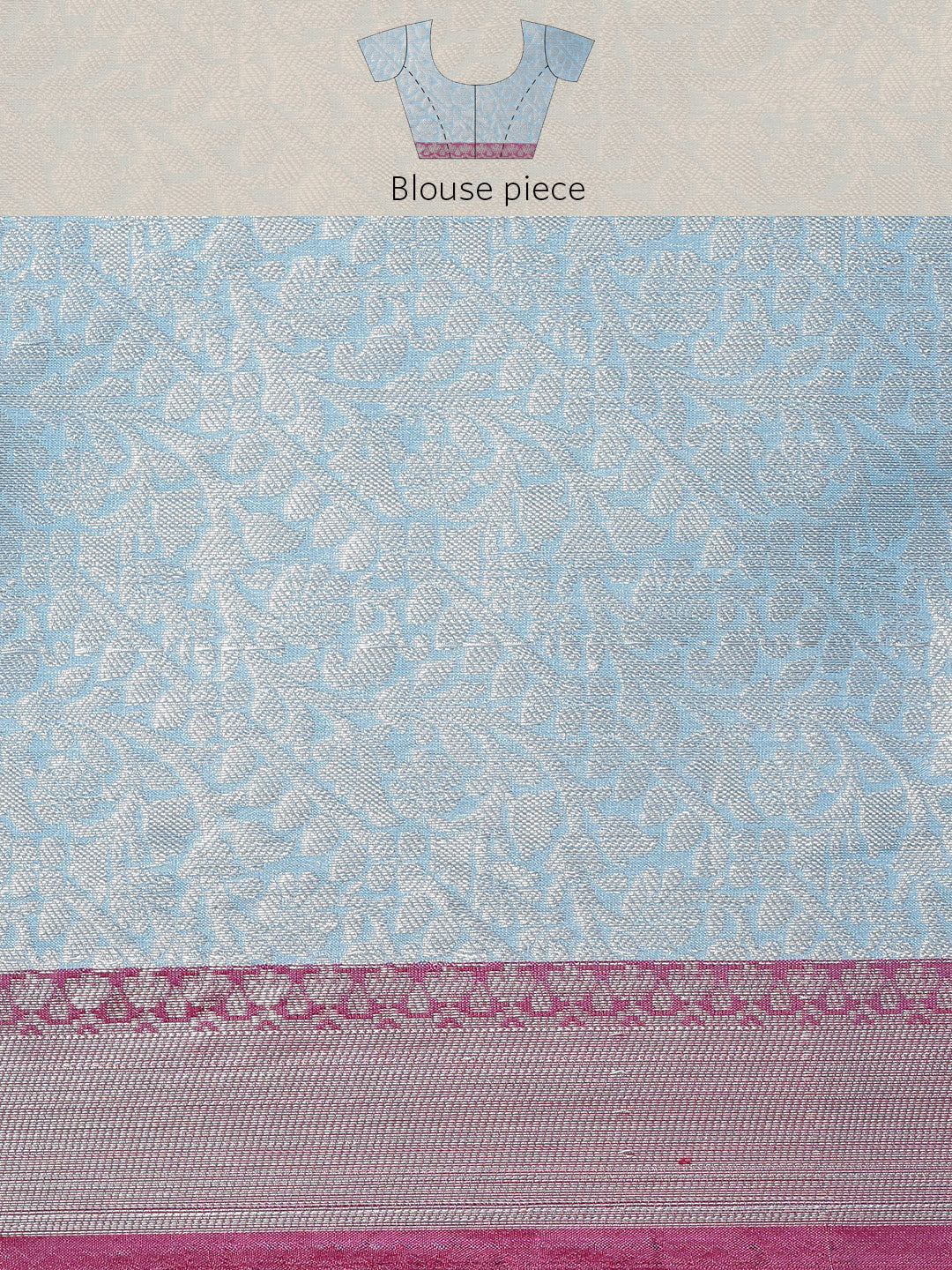 Faishana Presents Blue Silver Zari Kanchi Silk Tanchoi Brocade Contrast Pink Skirt Meena Border Banarasi Saree