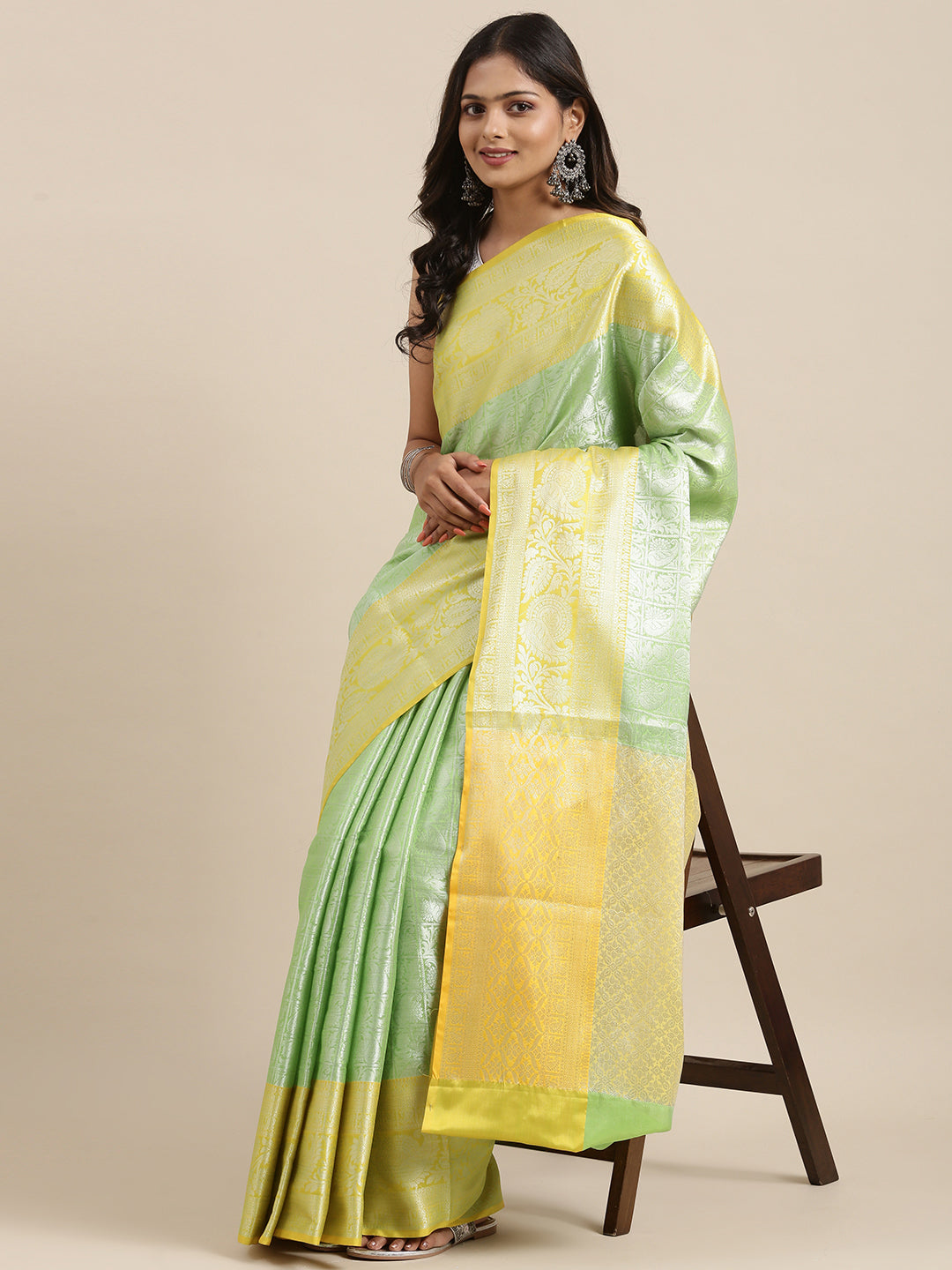 Green Kanjeevaram Banarasi Sarees For Women GEMA31