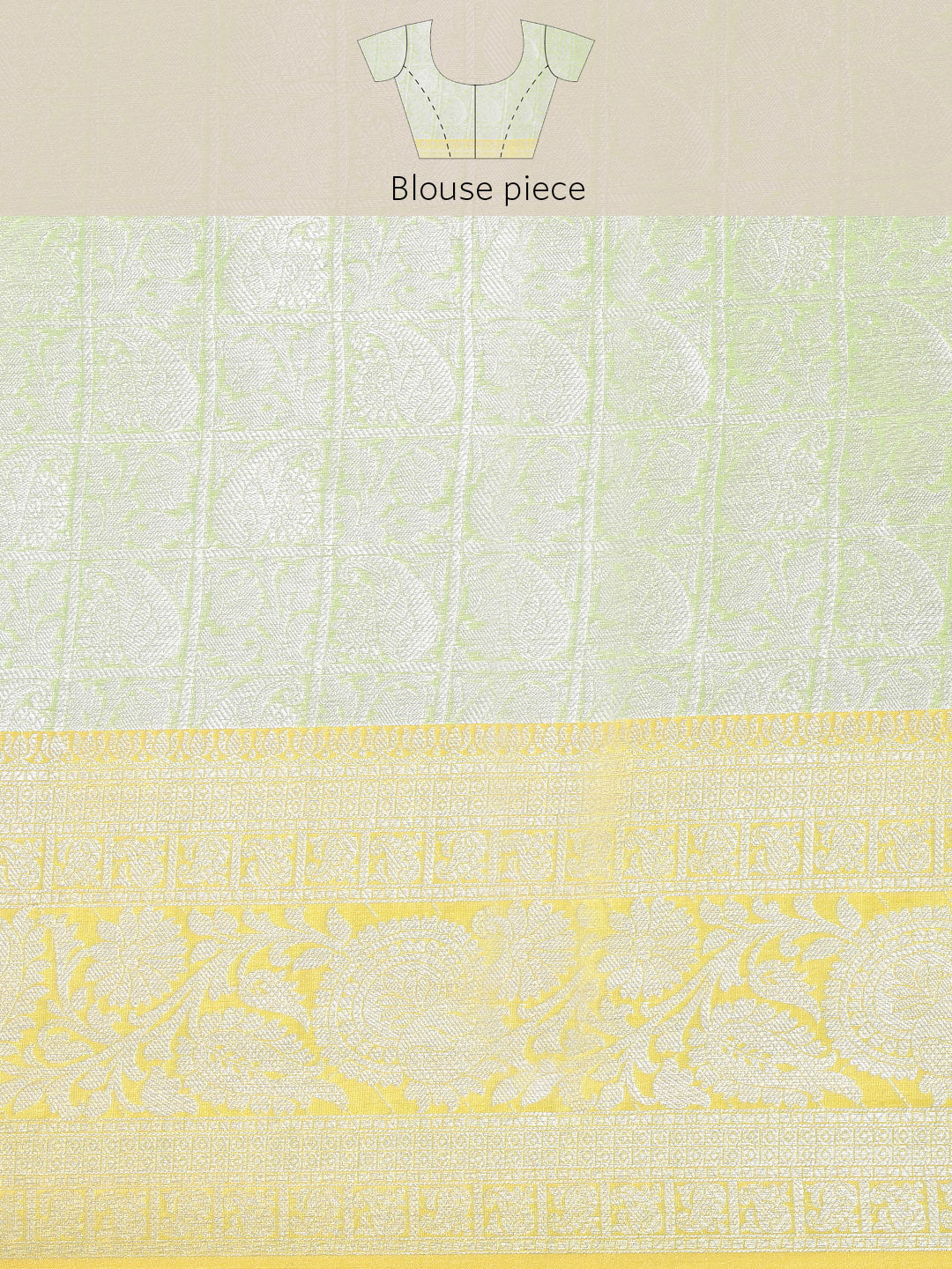 Faishana Presents Green Silver Zari Kanchi Silk Tanchoi Brocade Contrast Gold Skirt Meena Border Banarasi Saree