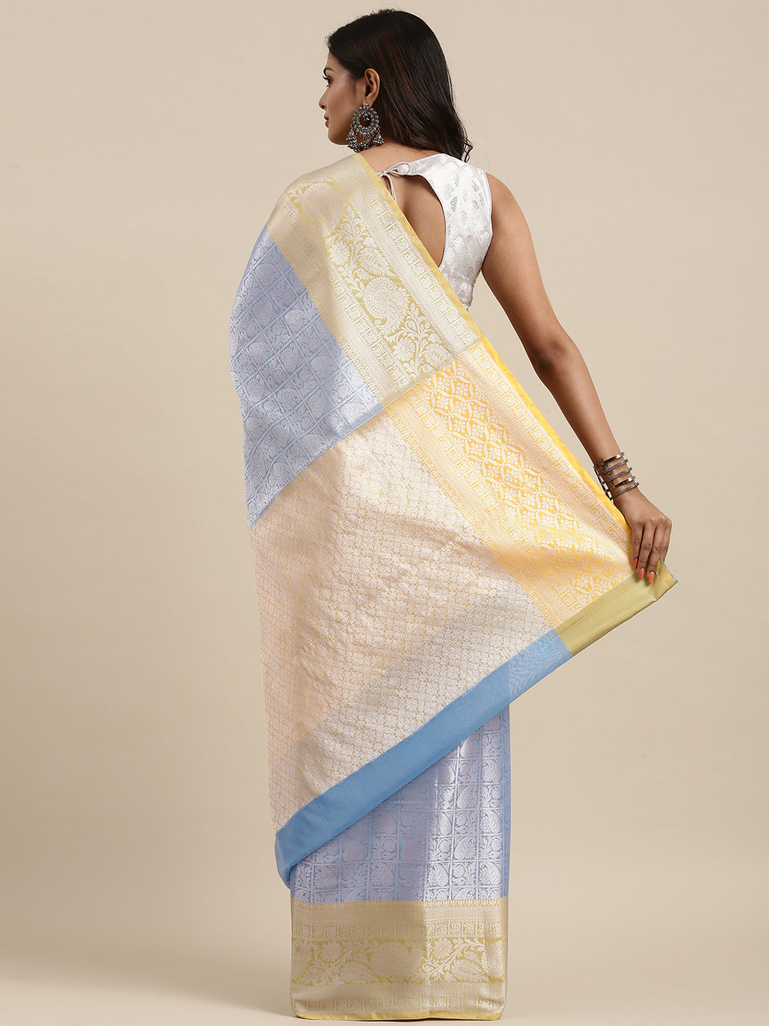 Blue Kanjeevaram Banarasi Sarees For Women GEMA34