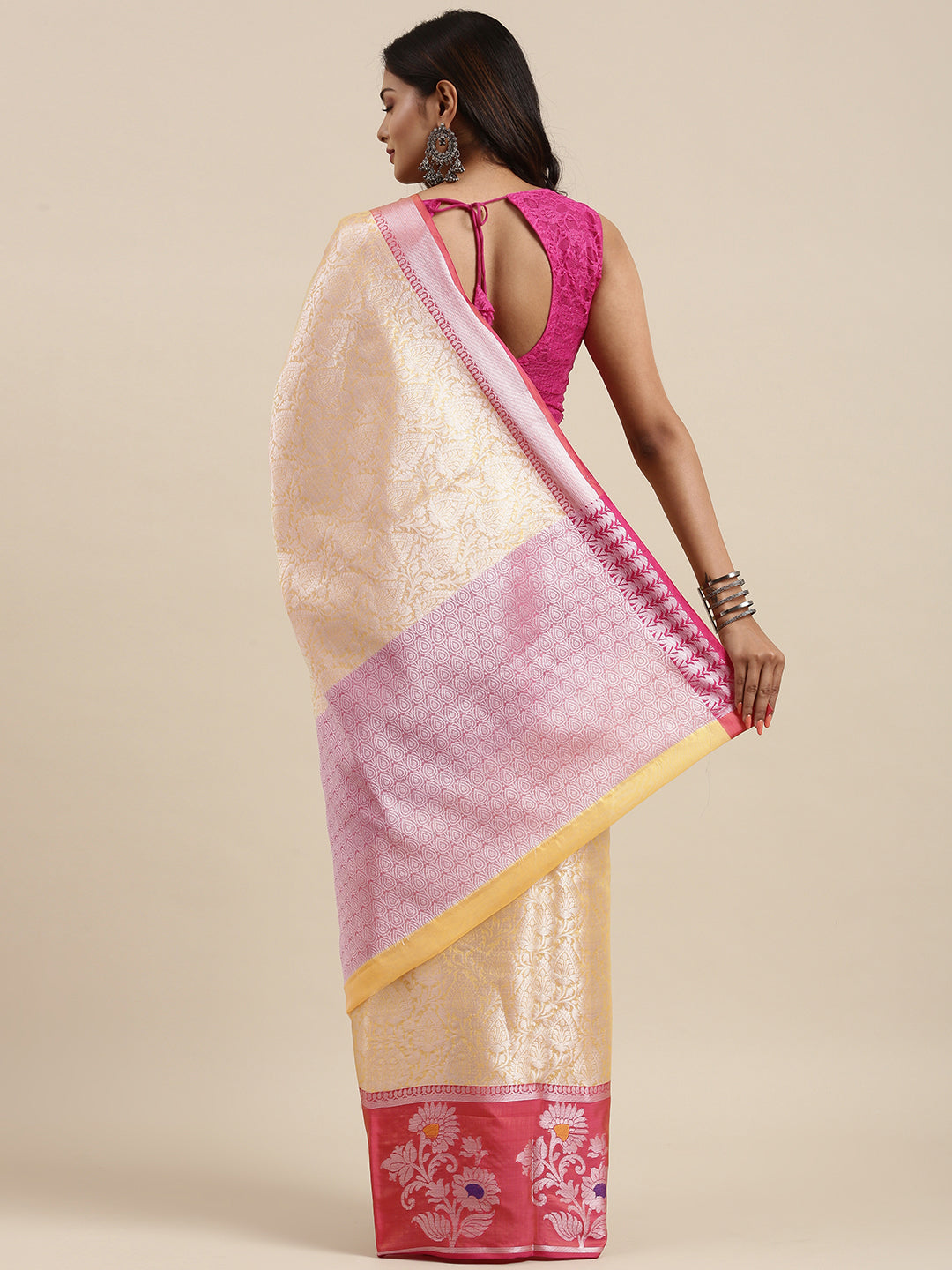 Yellow Kanjeevaram Banarasi Sarees For Women GEMA5