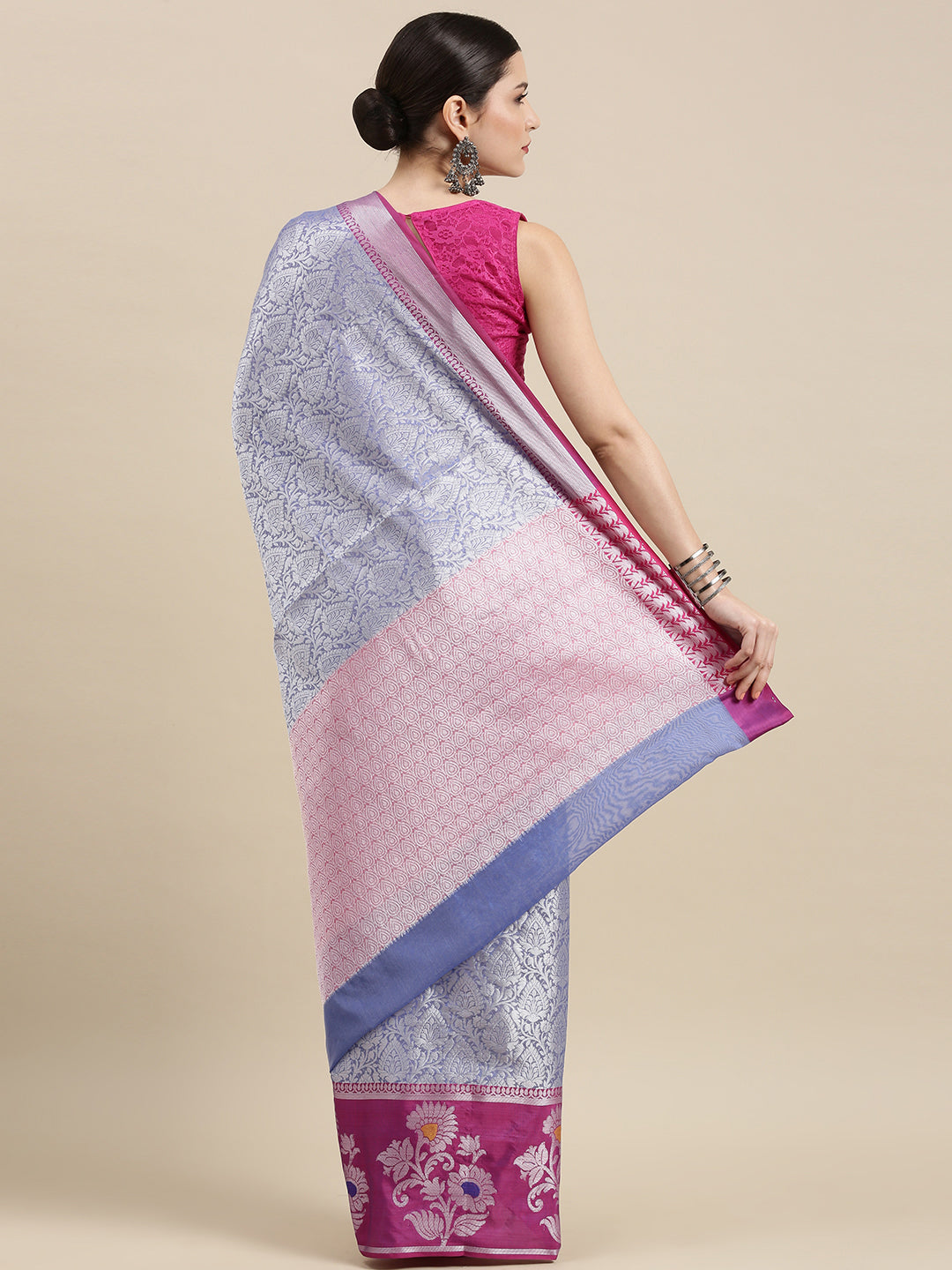 Blue Kanjeevaram Banarasi Sarees For Women GEMA6