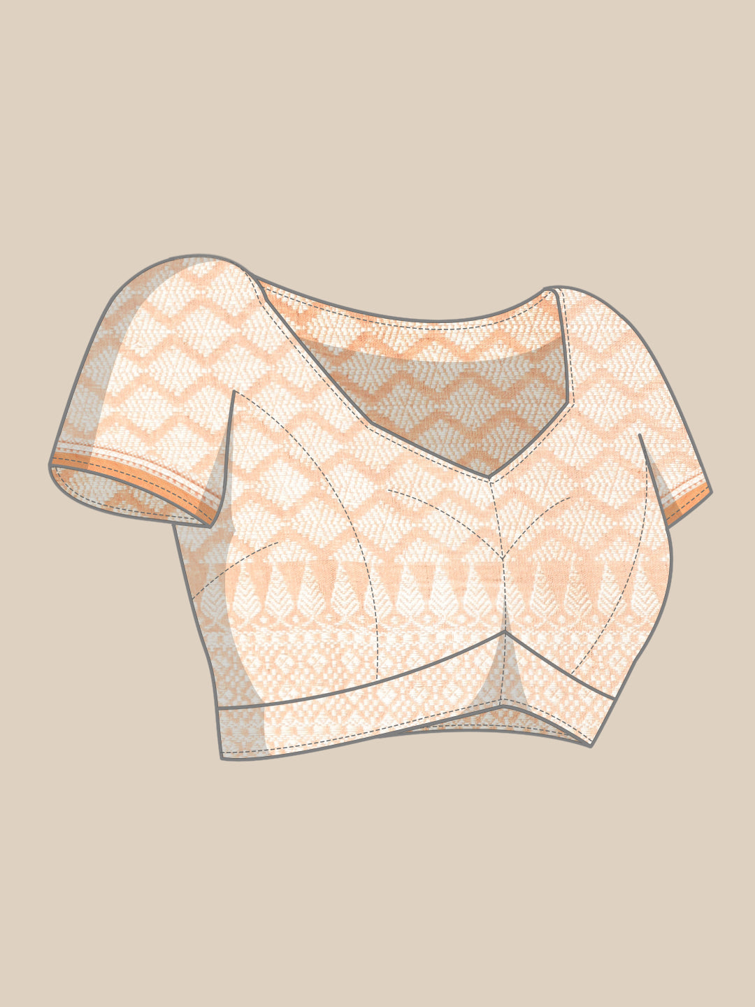 Faishana Presents Handwoven Peach Mulberry Silk Tilfi Jaal Zari Border With Orange Blouse Banarasi Saree
