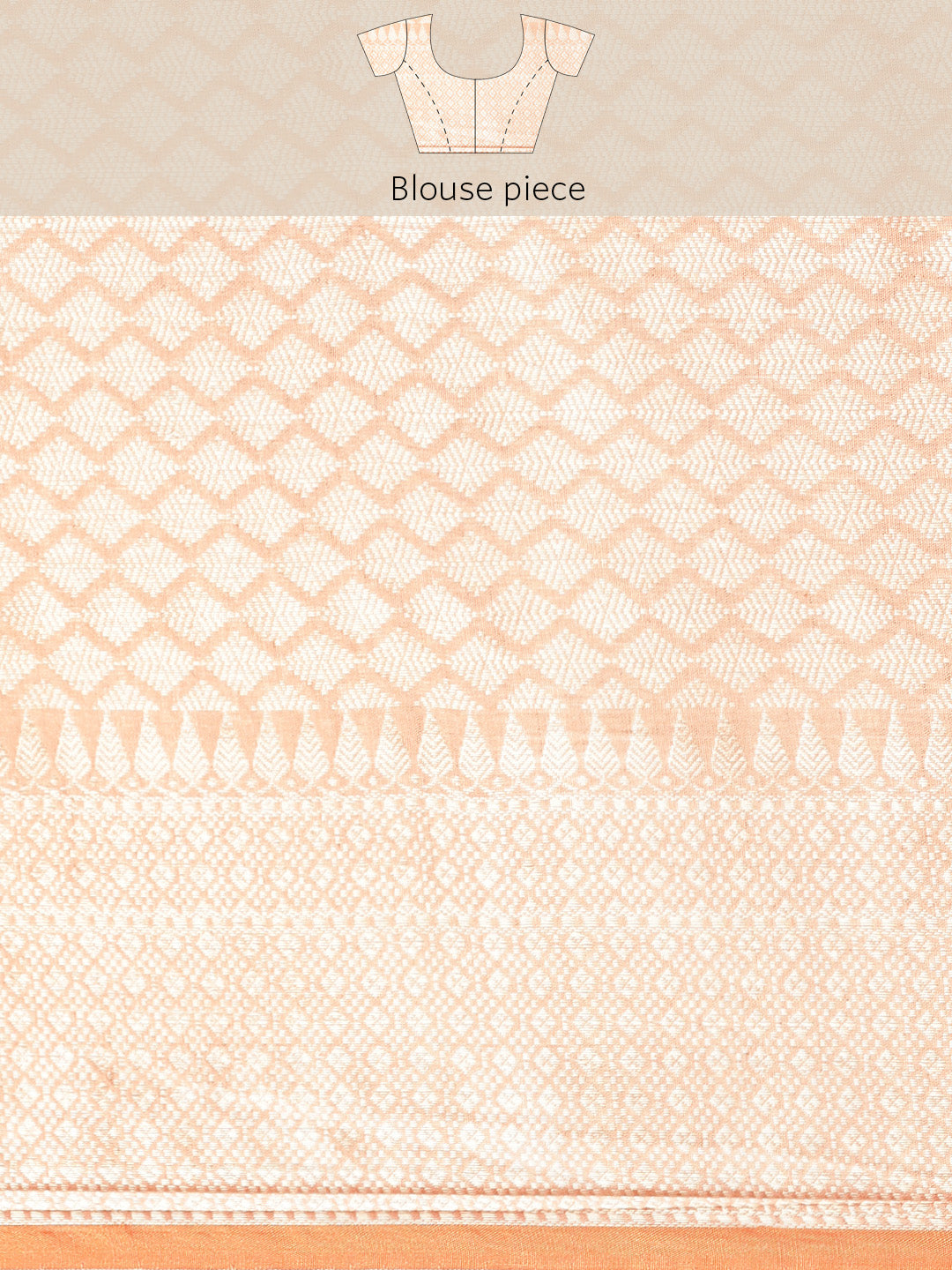 Faishana Presents Handwoven Peach Mulberry Silk Tilfi Jaal Zari Border With Orange Blouse Banarasi Saree