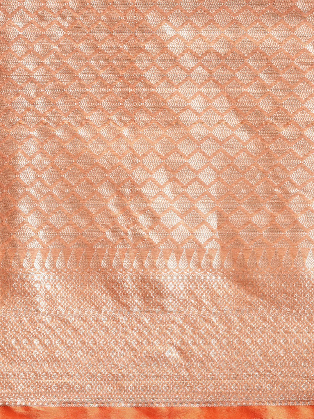 Faishana Presents Handwoven Pink Mulberry Silk Tilfi Jaal Zari Border With Orange Blouse Banarasi Saree